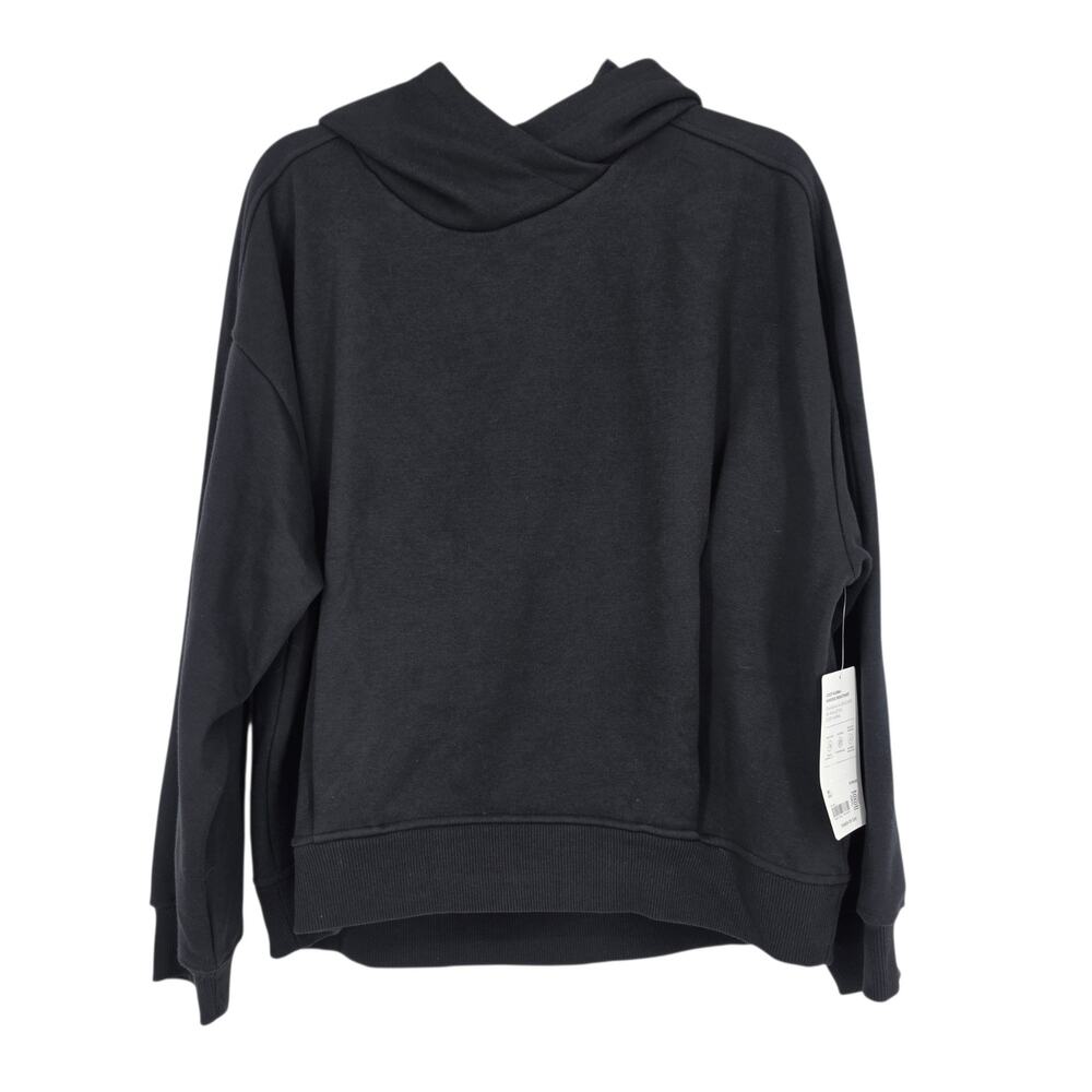 NWT Athleta Black Cozy Karma Pullover Fleece Hoodie Sweatshirt W/ Pockets Size L
